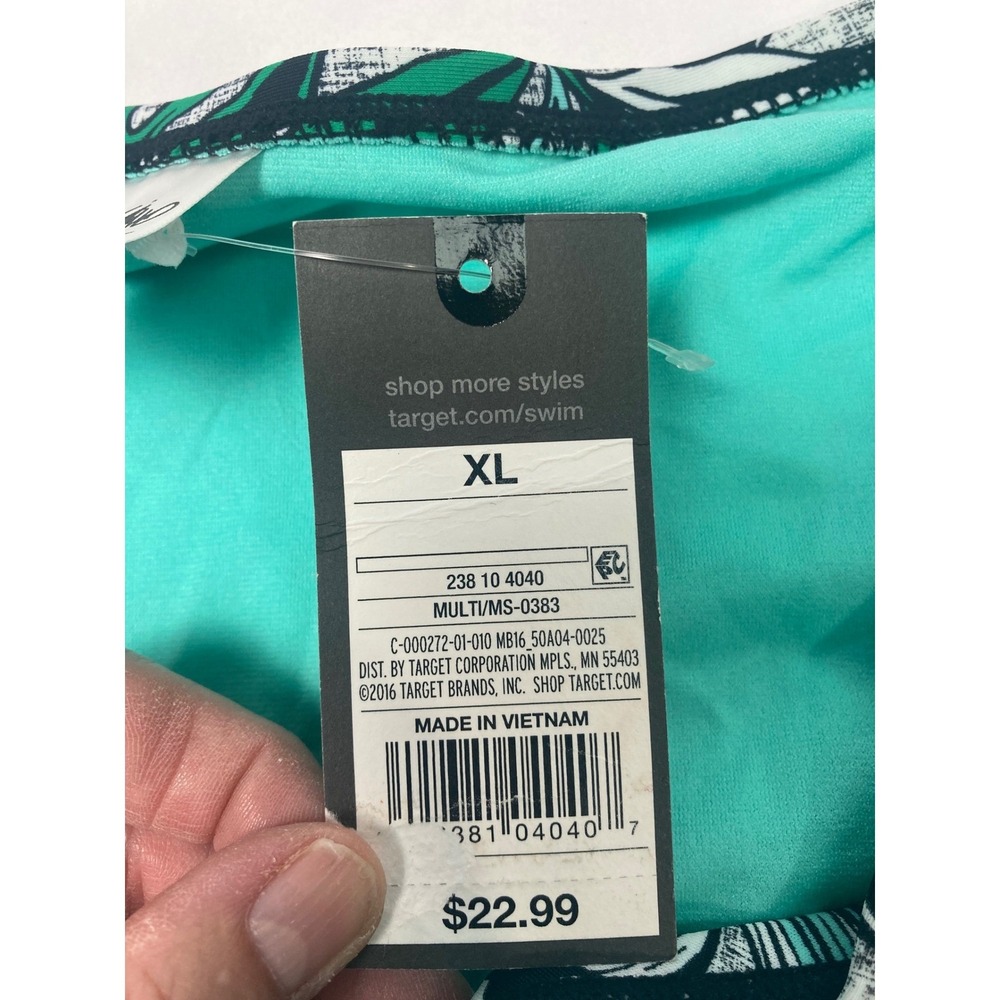 Women's Bikini Bottom XL Green Tropical Print Tie Side Hipster Swim Bottom NWT - Picture 4 of 9